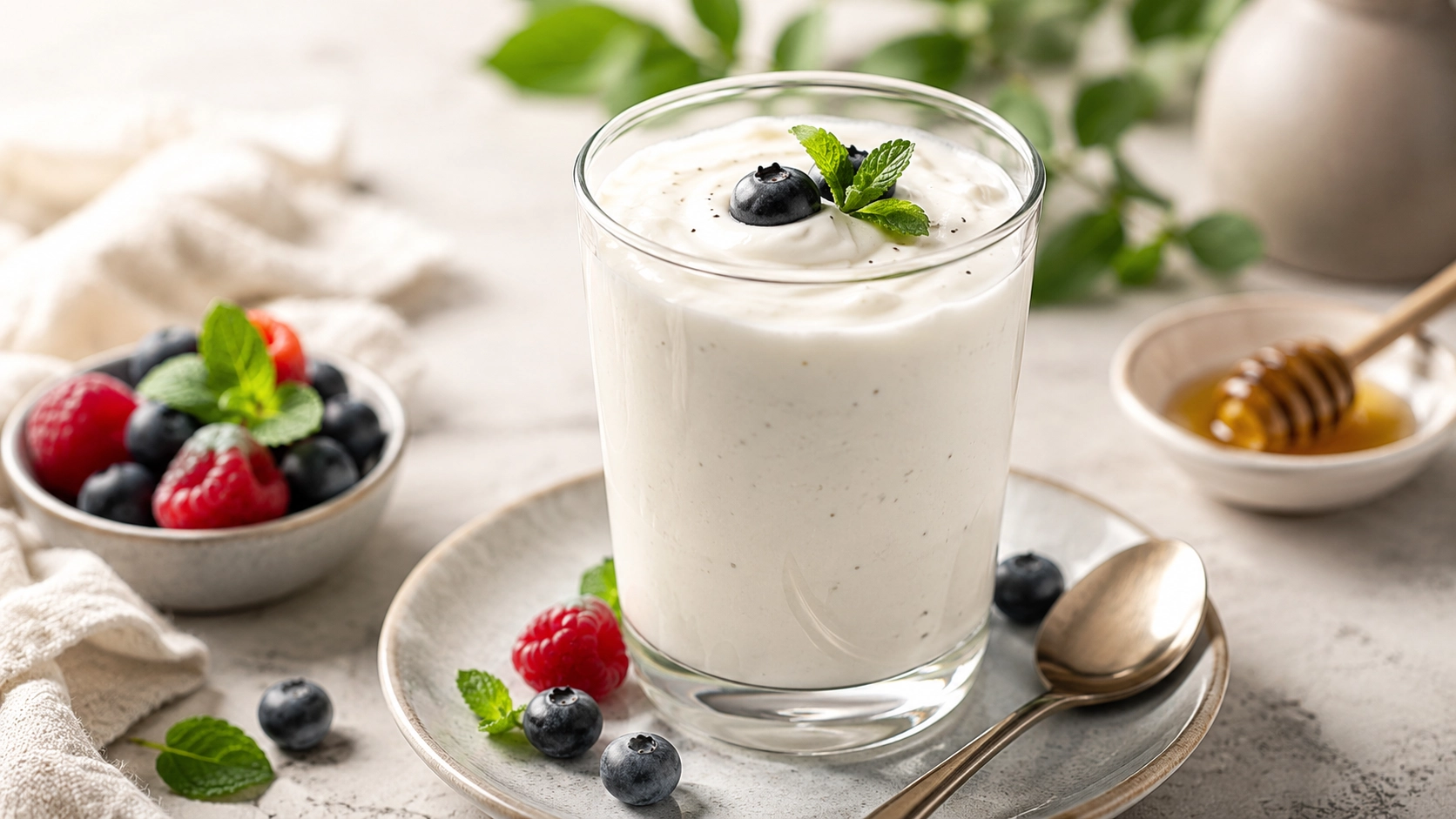 tu obrazek: jogurt / kefir / maślanka w szklance