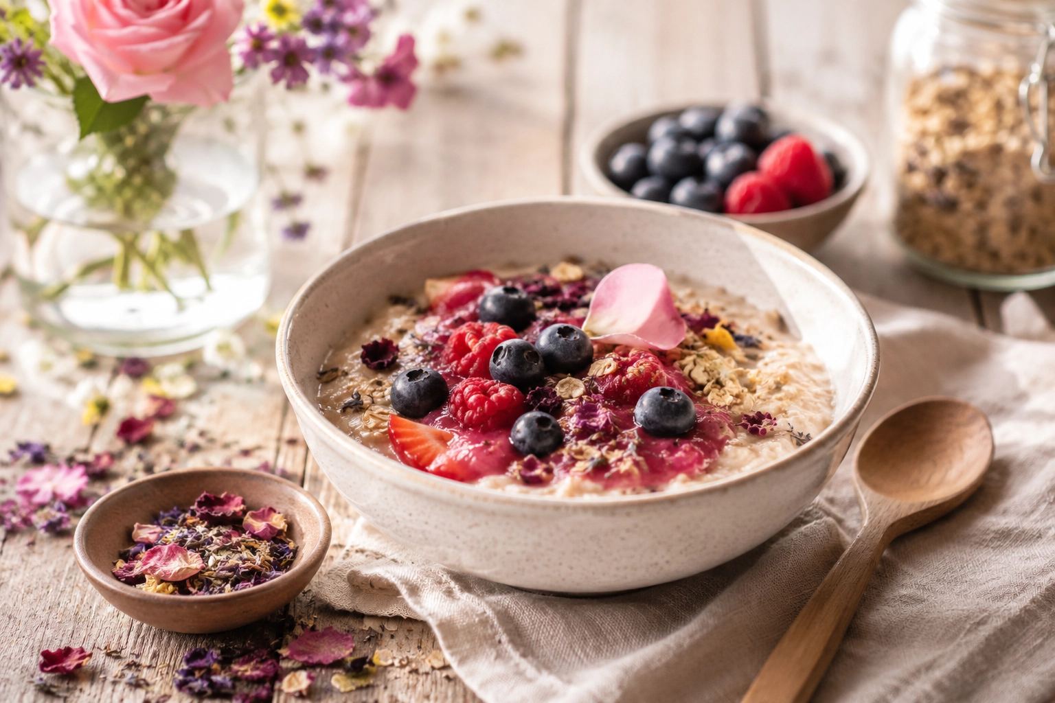 tu obrazek: owsianka / smoothie / kasza śniadaniowa
